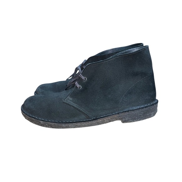 Clarks Desert Boot Mens Size 9 Black Suede Chukka Crepe Sole Mid Top Shoes